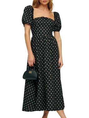 Reformation Marella Puff Sleeve Linen Dress